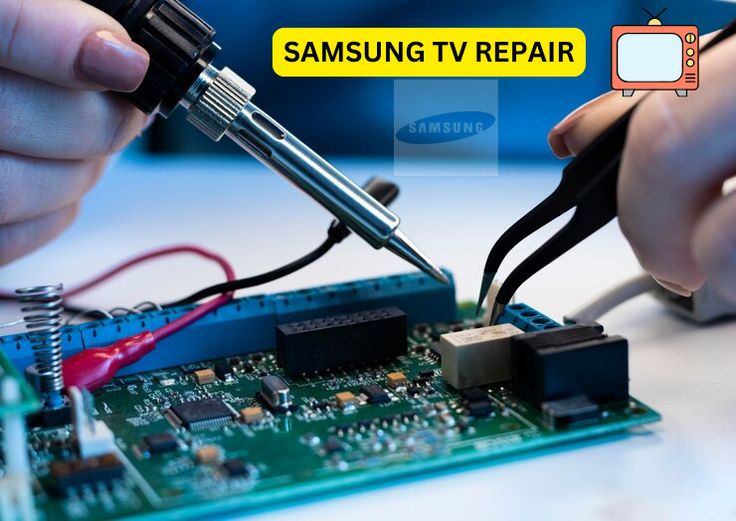 TV repair technician diagnosing a television fault